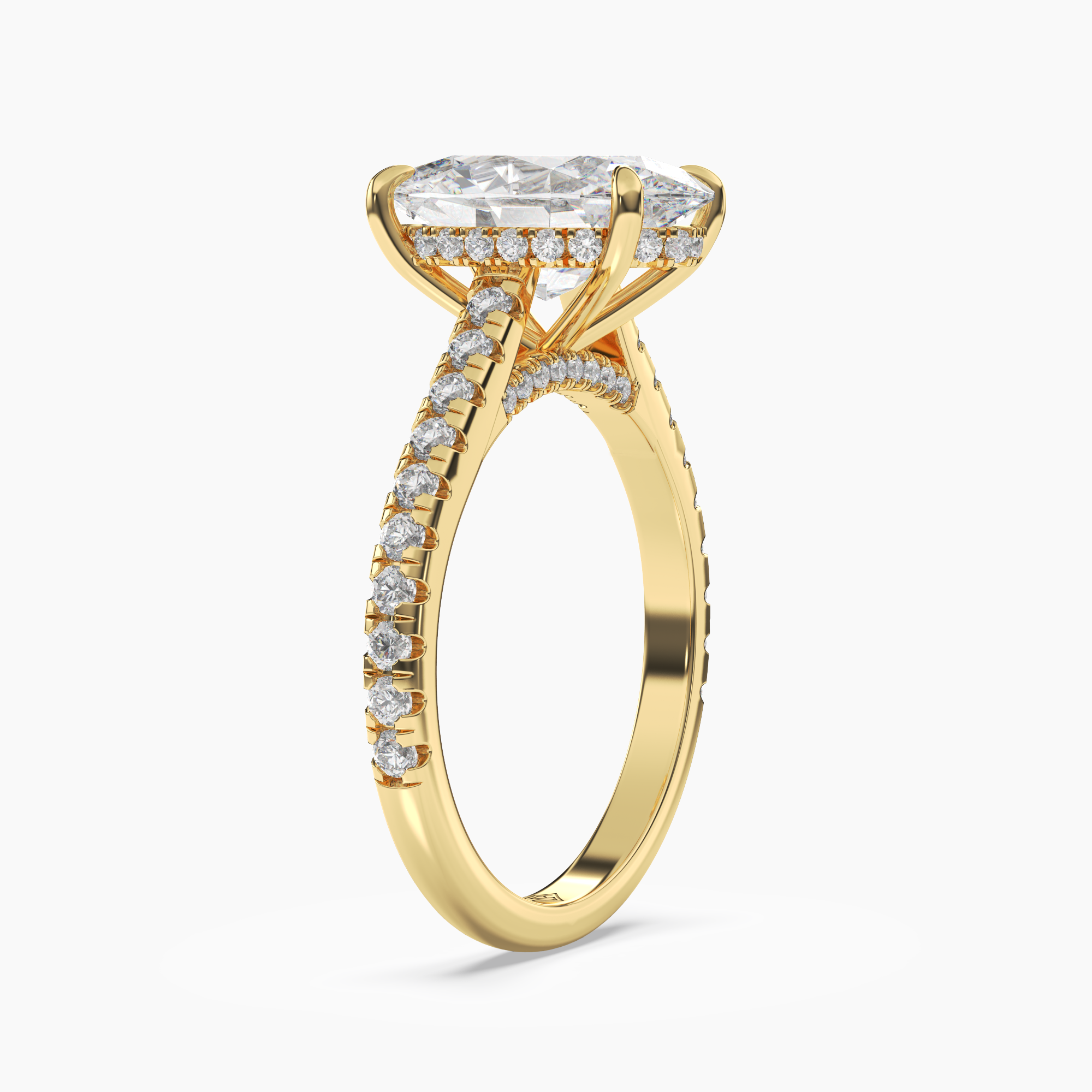 Lunaris Oval Hidden Halo 1.5 Carat Lab Grown Diamond Engagement Ring in 14K White Gold
