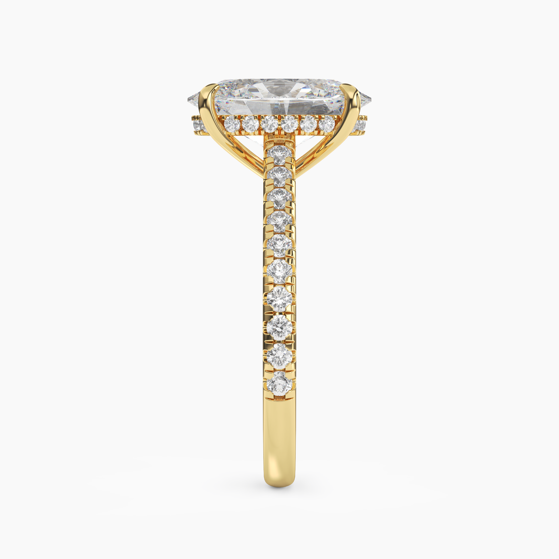 Lunaris Oval Hidden Halo Diamond Ring Setting in 18K White Gold
