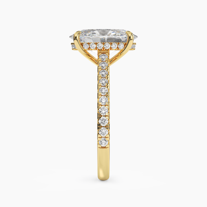 Lunaris Oval Hidden Halo 2.5 Carat Lab Grown Diamond Engagement Ring in 18K Rose Gold