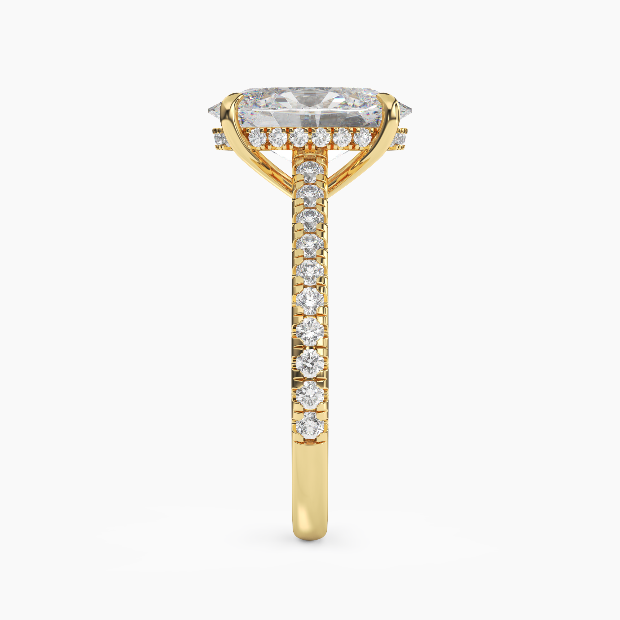 Lunaris Oval Hidden Halo Diamond Ring Setting in 14K Yellow Gold