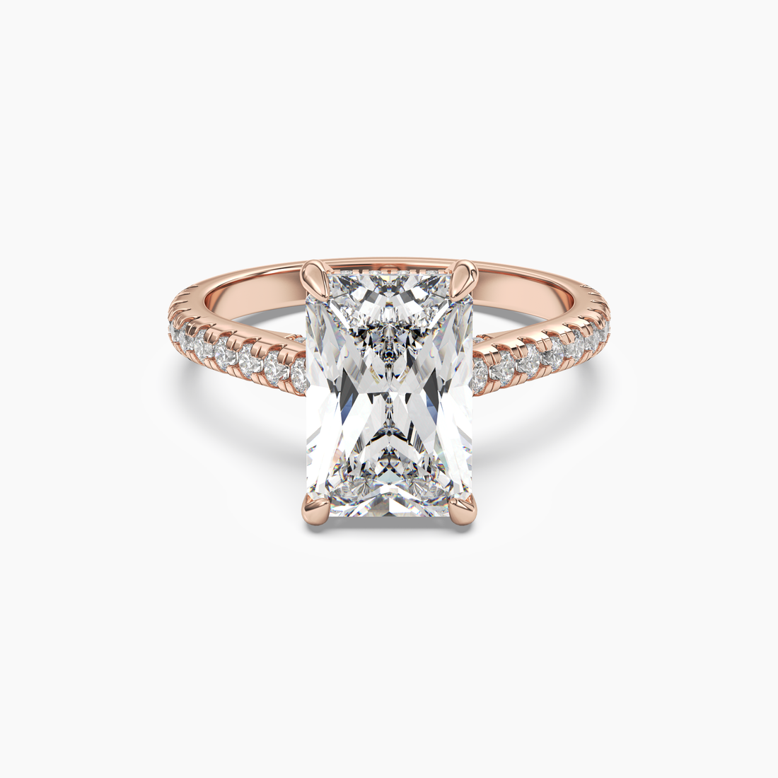 Lunaris Radiant Hidden Halo Diamond Ring Setting in 14K Rose Gold