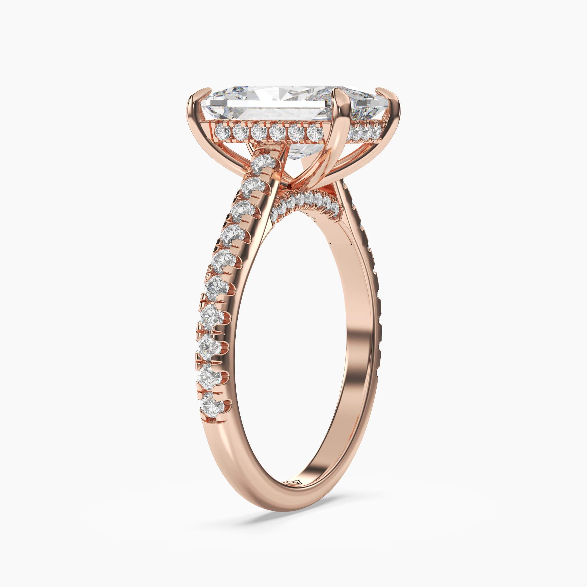 Lunaris Radiant Hidden Halo 2 Carat Lab Grown Diamond Engagement Ring in 14K Rose Gold