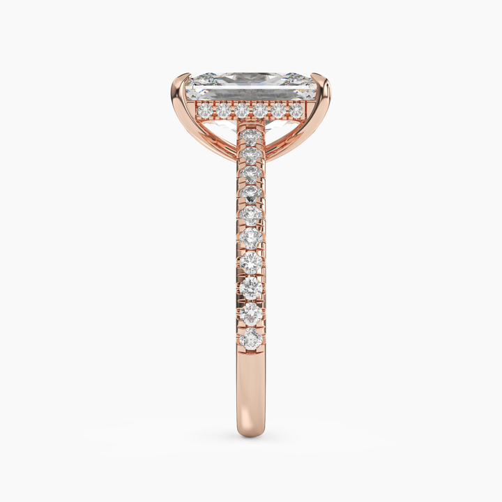 Lunaris Radiant Hidden Halo 1.5 Carat Lab Grown Diamond Engagement Ring in 18K Yellow Gold
