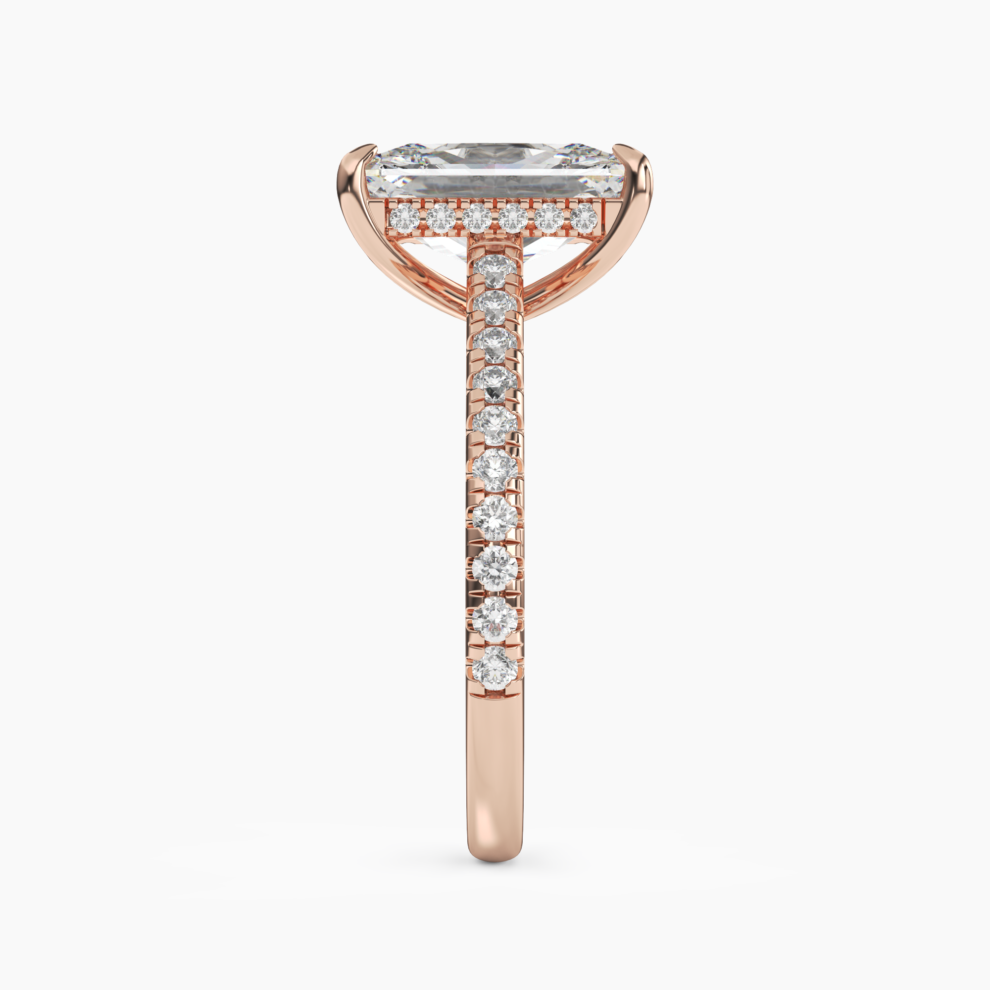 Lunaris Radiant Hidden Halo Diamond Ring Setting in 14K Rose Gold