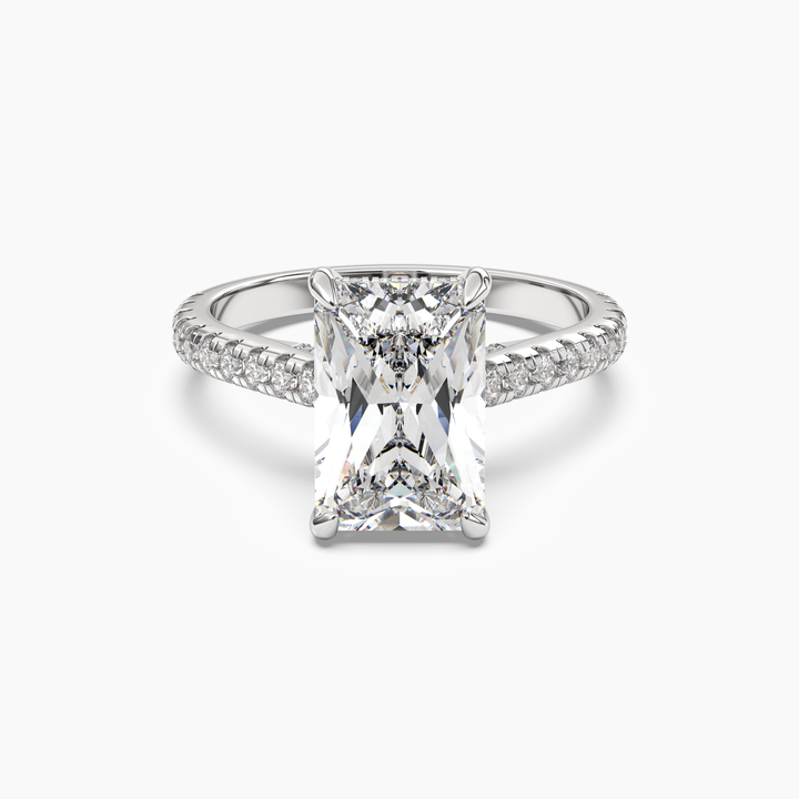 Lunaris Radiant Hidden Halo 2.5 Carat Lab Grown Diamond Engagement Ring in 14K White Gold