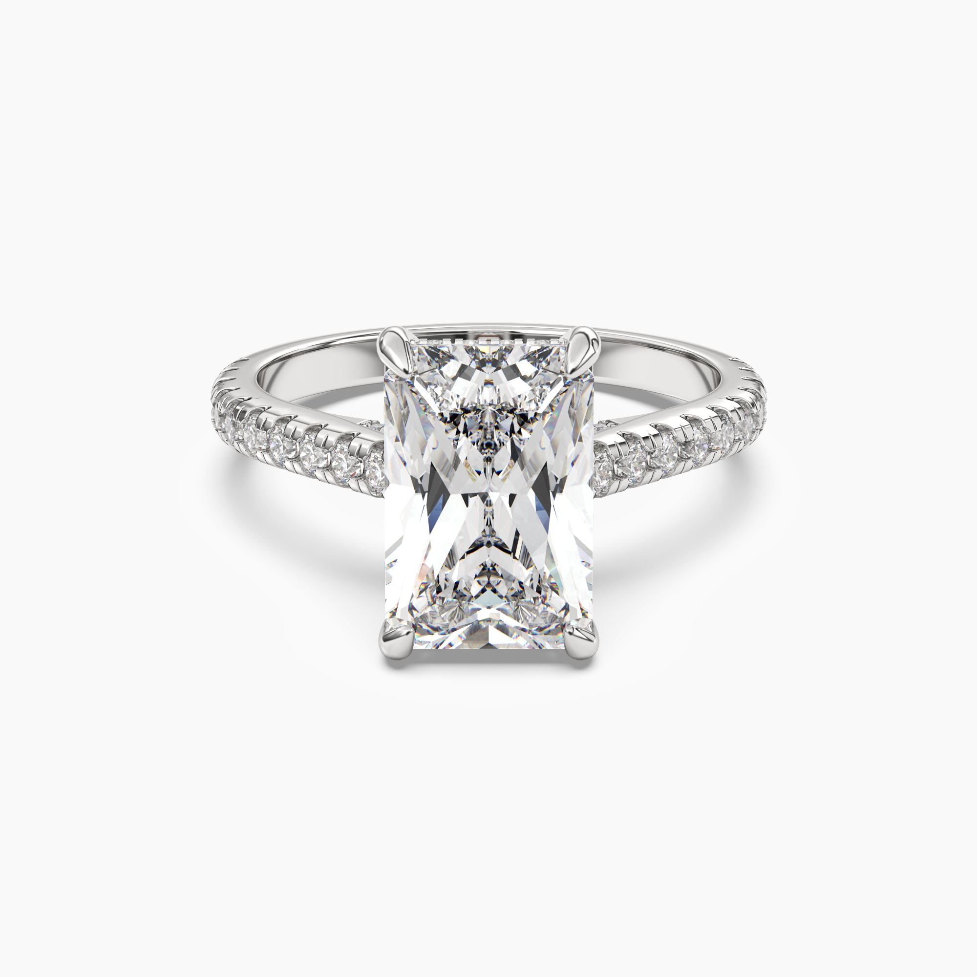 Lunaris Radiant Hidden Halo Diamond Ring Setting in 18K Yellow Gold