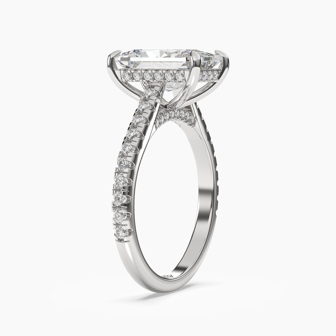 Lunaris Radiant Hidden Halo 3 Carat Lab Grown Diamond Engagement Ring in 18K Yellow Gold
