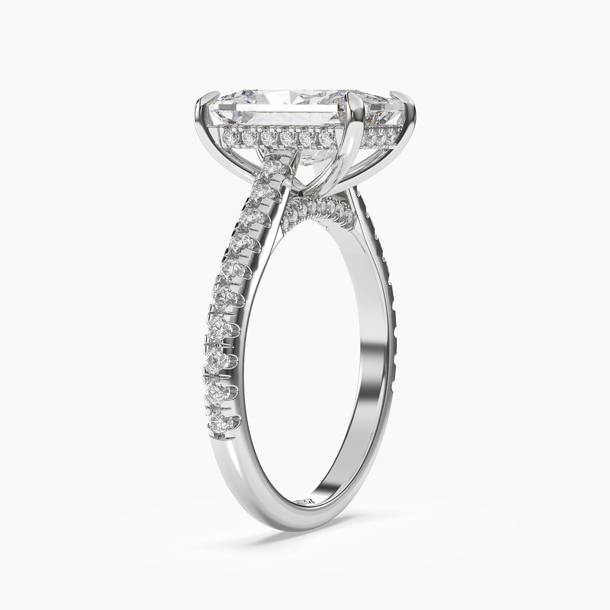 Lunaris Radiant Hidden Halo 2.5 Carat Lab Grown Diamond Engagement Ring in 18K Rose Gold