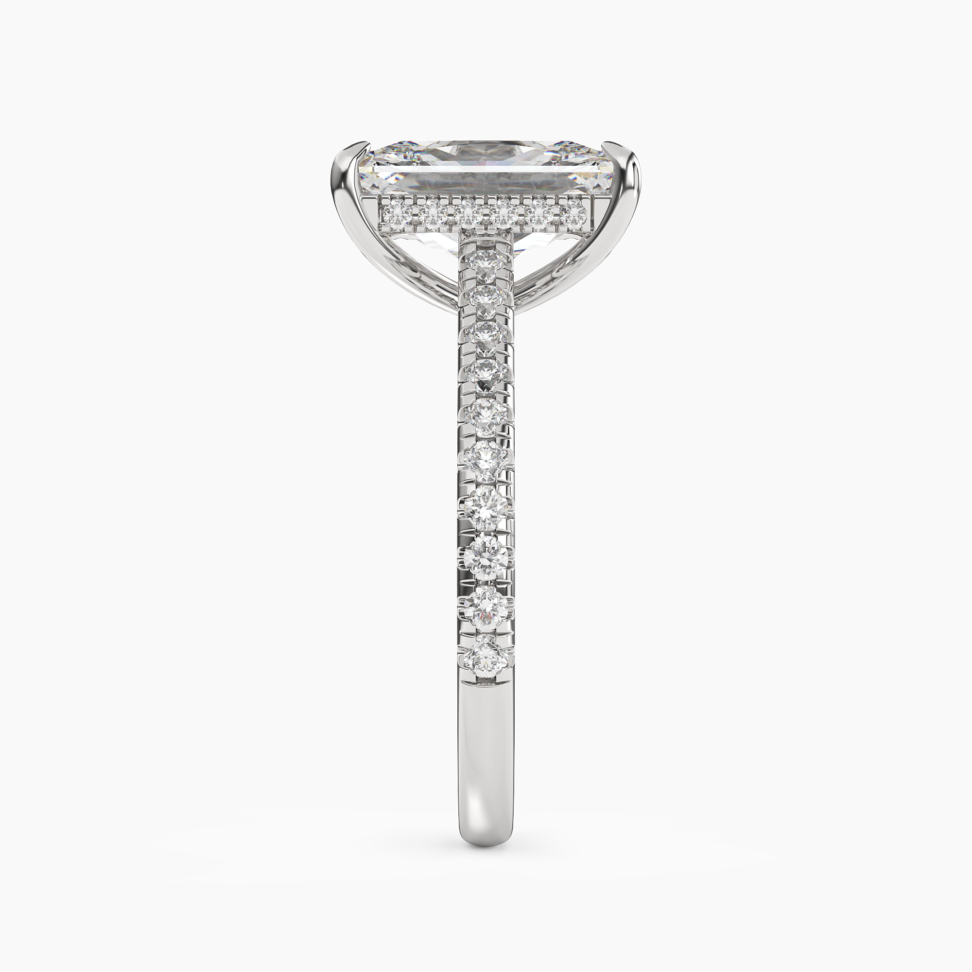 Lunaris Radiant Hidden Halo Diamond Ring Setting in 18K Rose Gold