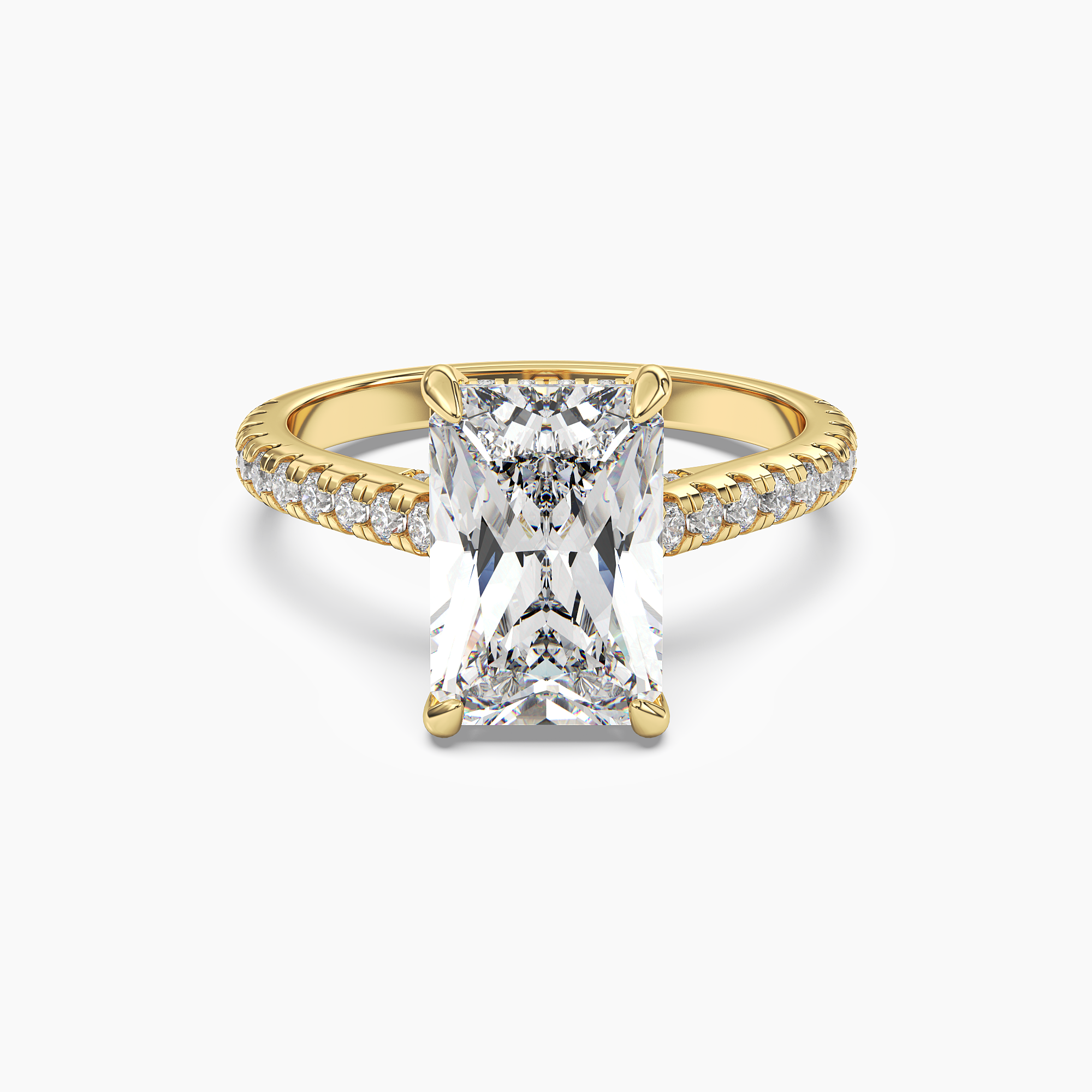 Lunaris Radiant Hidden Halo 2 Carat Lab Grown Diamond Engagement Ring in 14K Yellow Gold