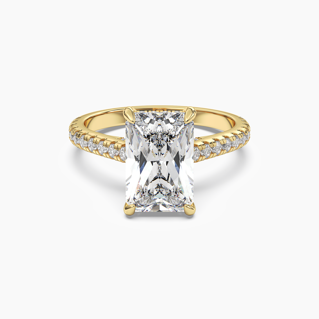 Lunaris Radiant Hidden Halo 2.5 Carat Lab Grown Diamond Engagement Ring in 14K Yellow Gold