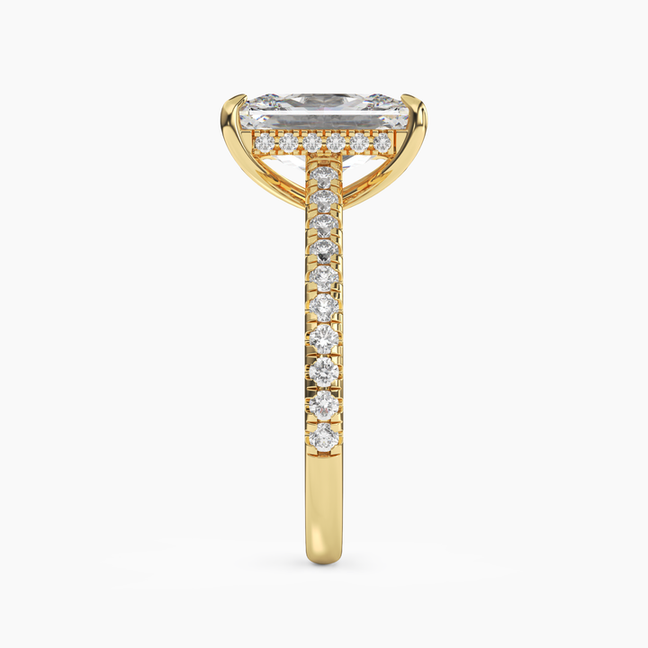 Lunaris Radiant Hidden Halo 2.5 Carat Lab Grown Diamond Engagement Ring in 18K Rose Gold