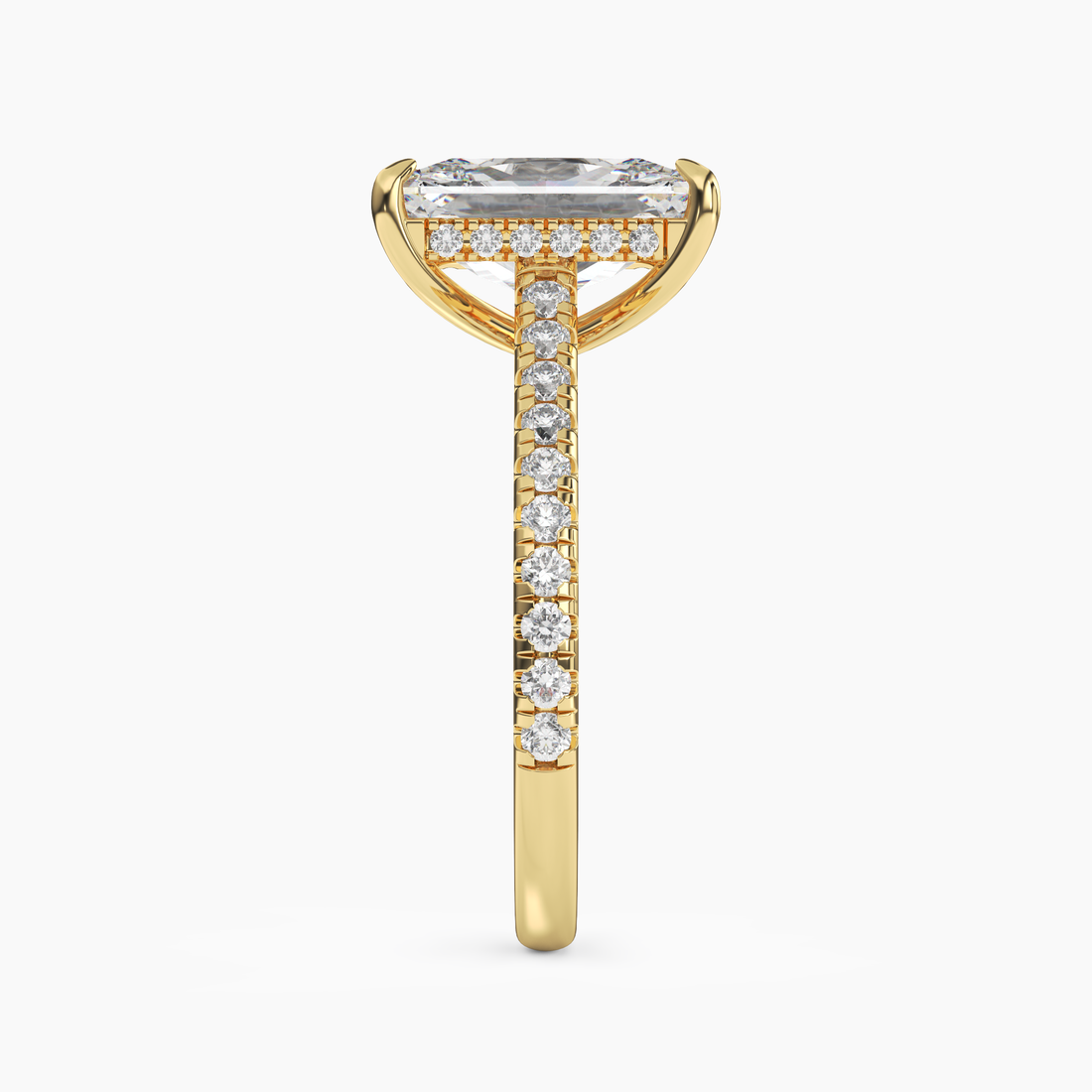 Lunaris Radiant Hidden Halo Diamond Ring Setting in 18K White Gold
