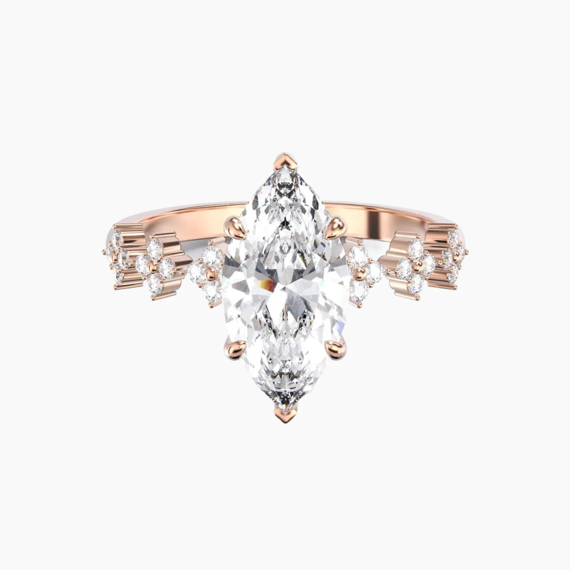 Starveil Marquise Unique 1 Carat Lab Grown Diamond Engagement Ring in 18K White Gold