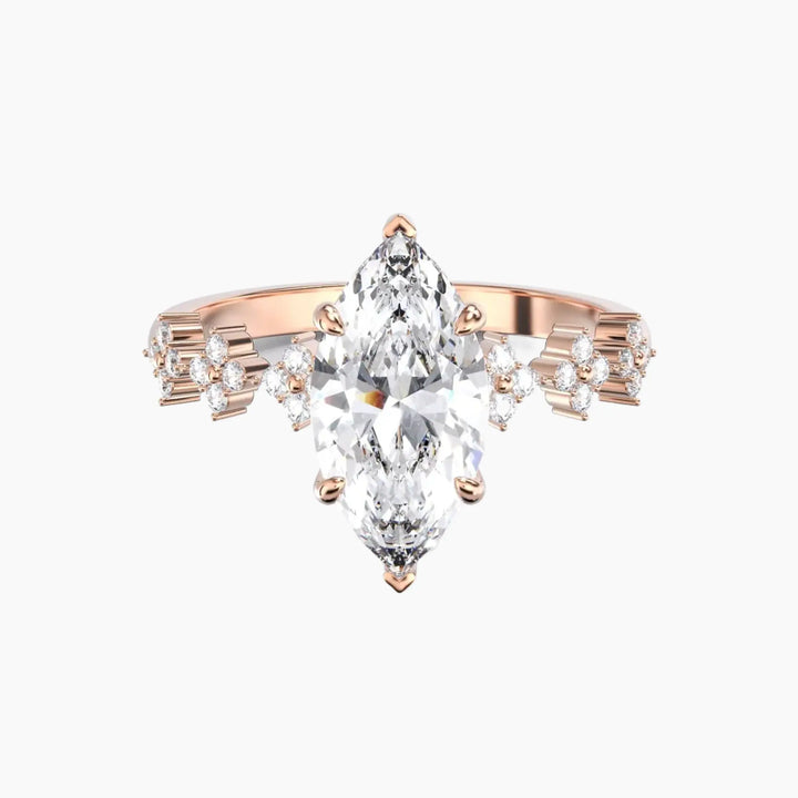 Starveil Marquise Unique 1.5 Carat Lab Grown Diamond Engagement Ring in 14K Rose Gold