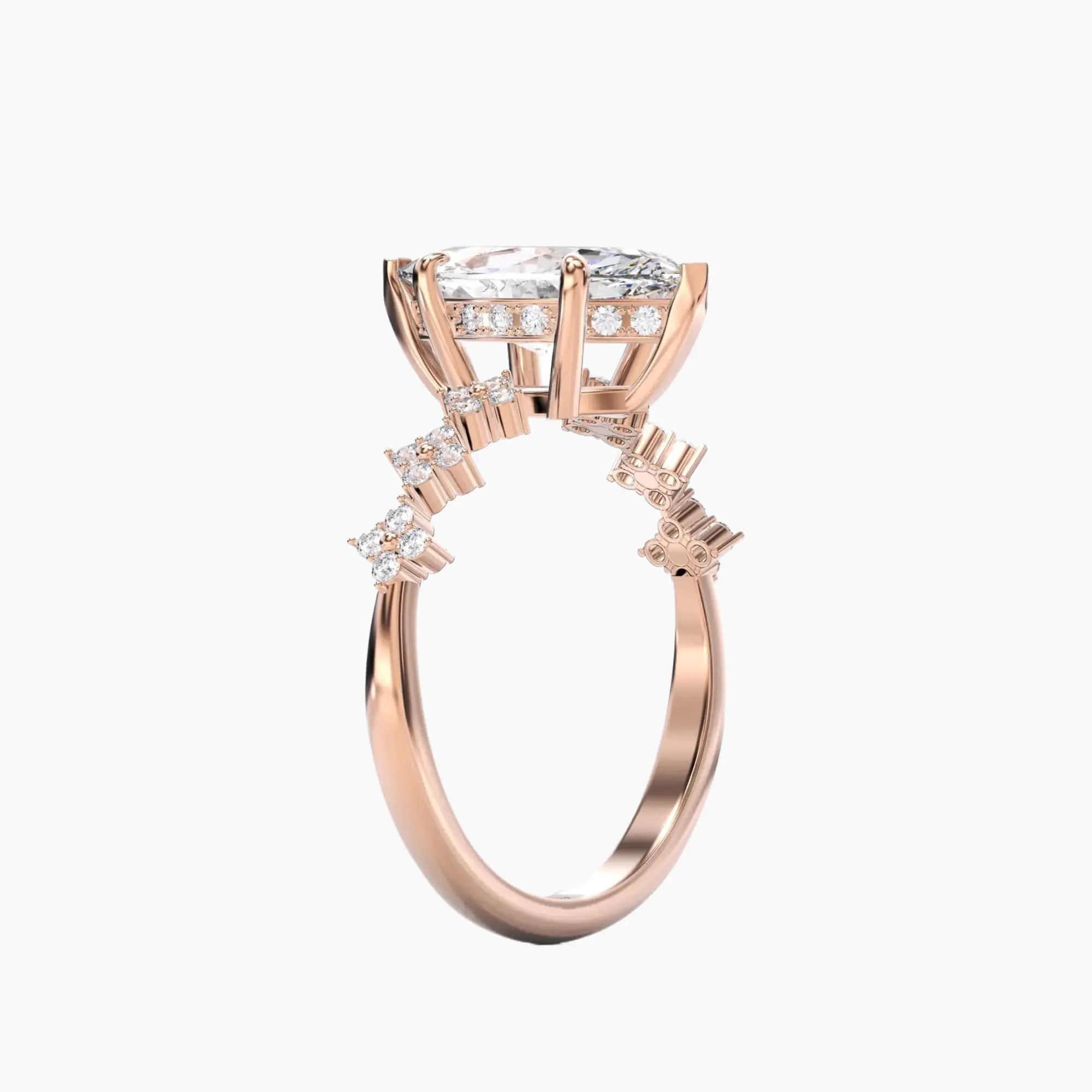 Starveil Marquise Unique 2 Carat Lab Grown Diamond Engagement Ring in 18K Rose Gold