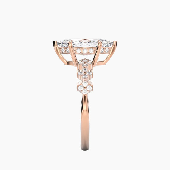 Starveil Marquise Unique 3 Carat Lab Grown Diamond Engagement Ring in 14K Yellow Gold