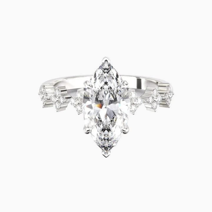 Starveil Marquise Unique 1 Carat Lab Grown Diamond Engagement Ring in 14K White Gold