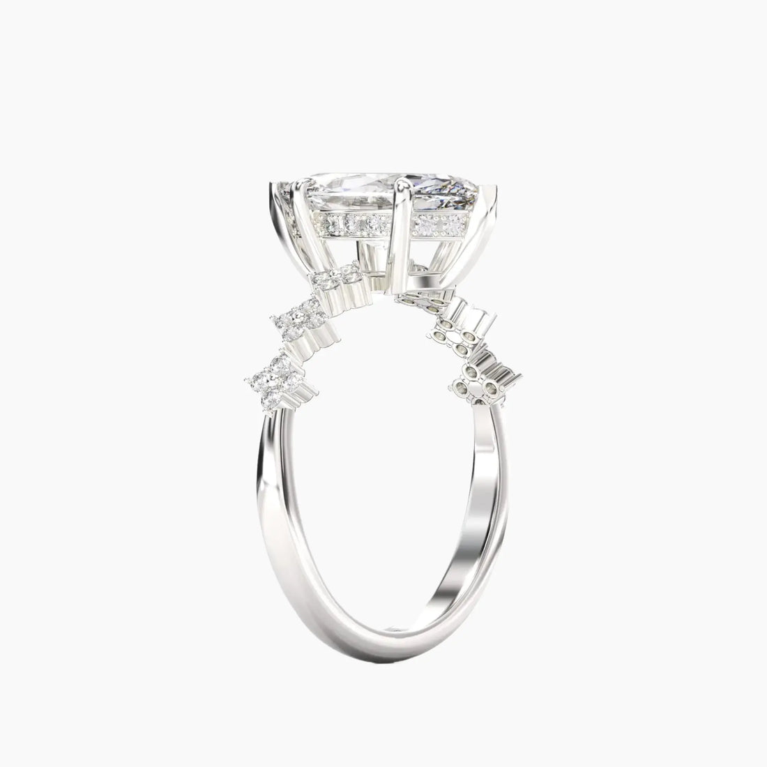Starveil Marquise Unique 1.5 Carat Lab Grown Diamond Engagement Ring in 14K White Gold