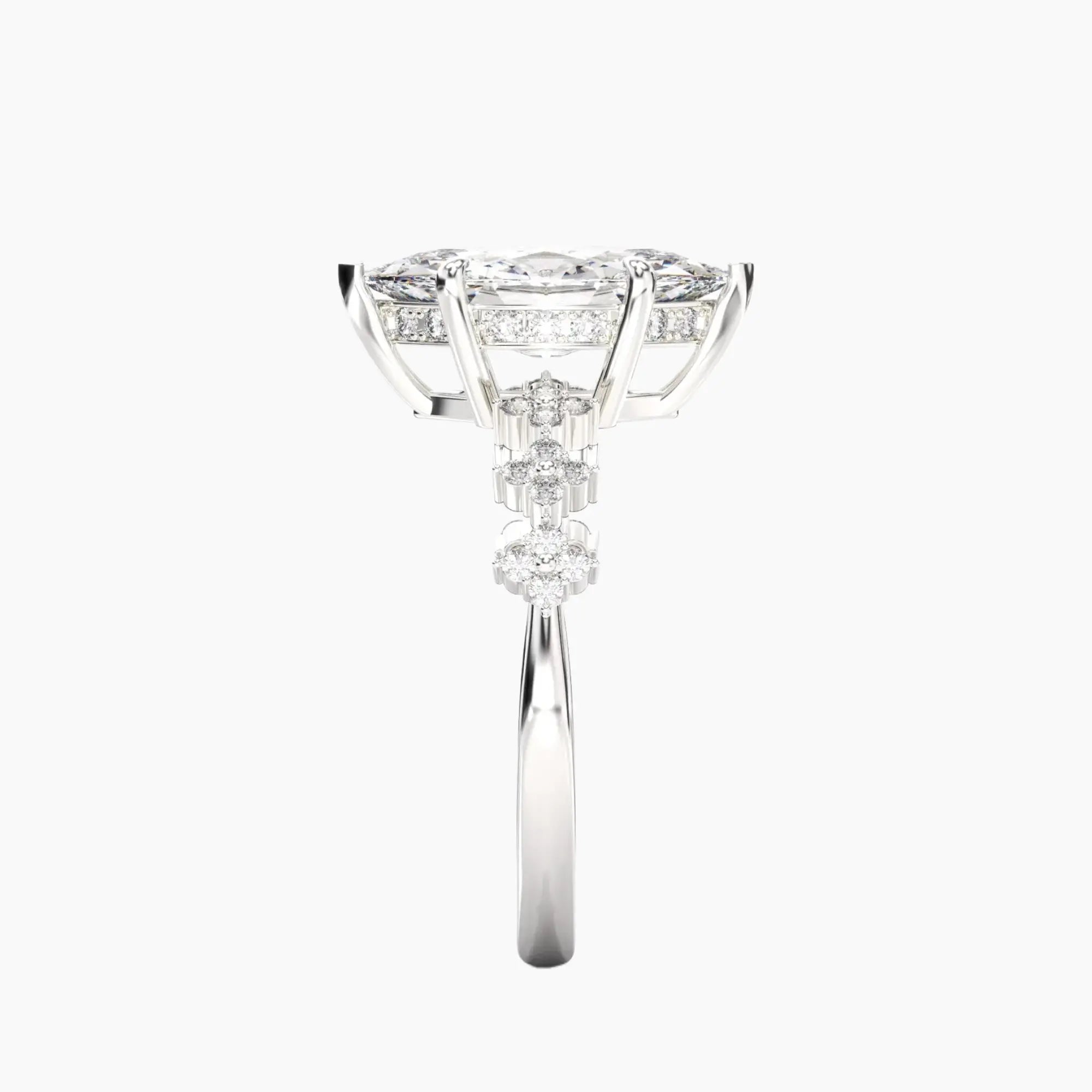 Starveil Marquise Unique 1 Carat Lab Grown Diamond Engagement Ring in 18K White Gold