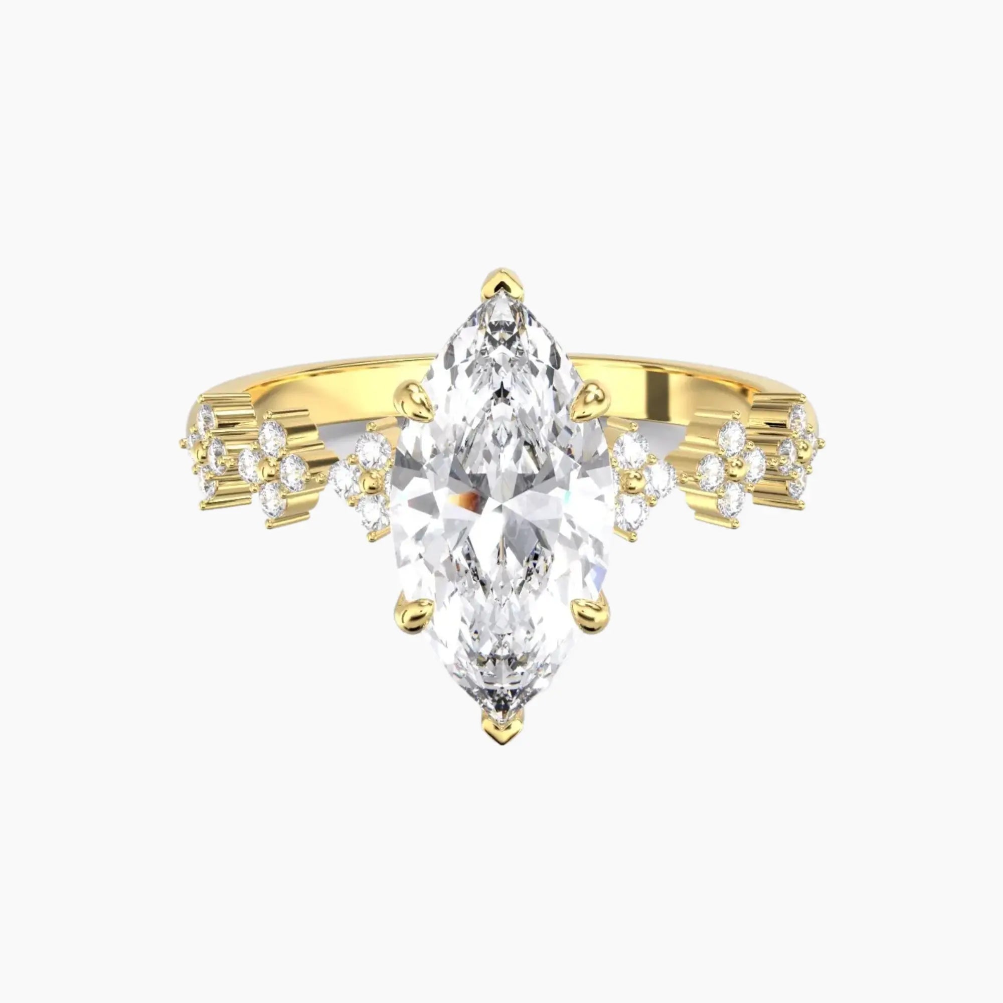 Starveil Marquise Unique Diamond Ring Setting in 18K Yellow Gold