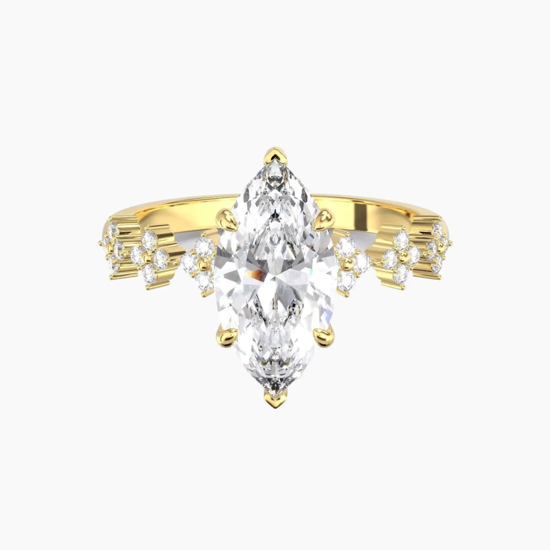 Starveil Marquise Unique Diamond Ring Setting in 18K Yellow Gold
