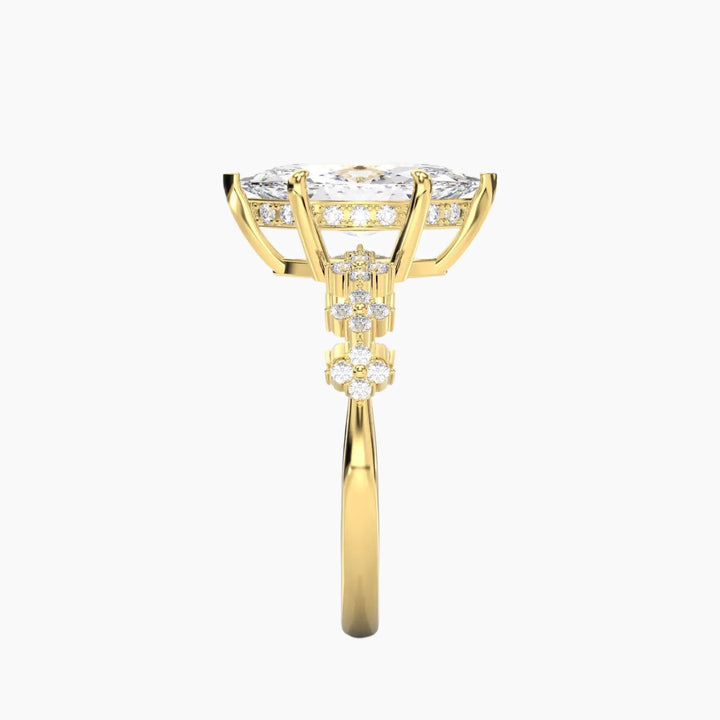 Starveil Marquise Unique 3 Carat Lab Grown Diamond Engagement Ring in 14K Rose Gold