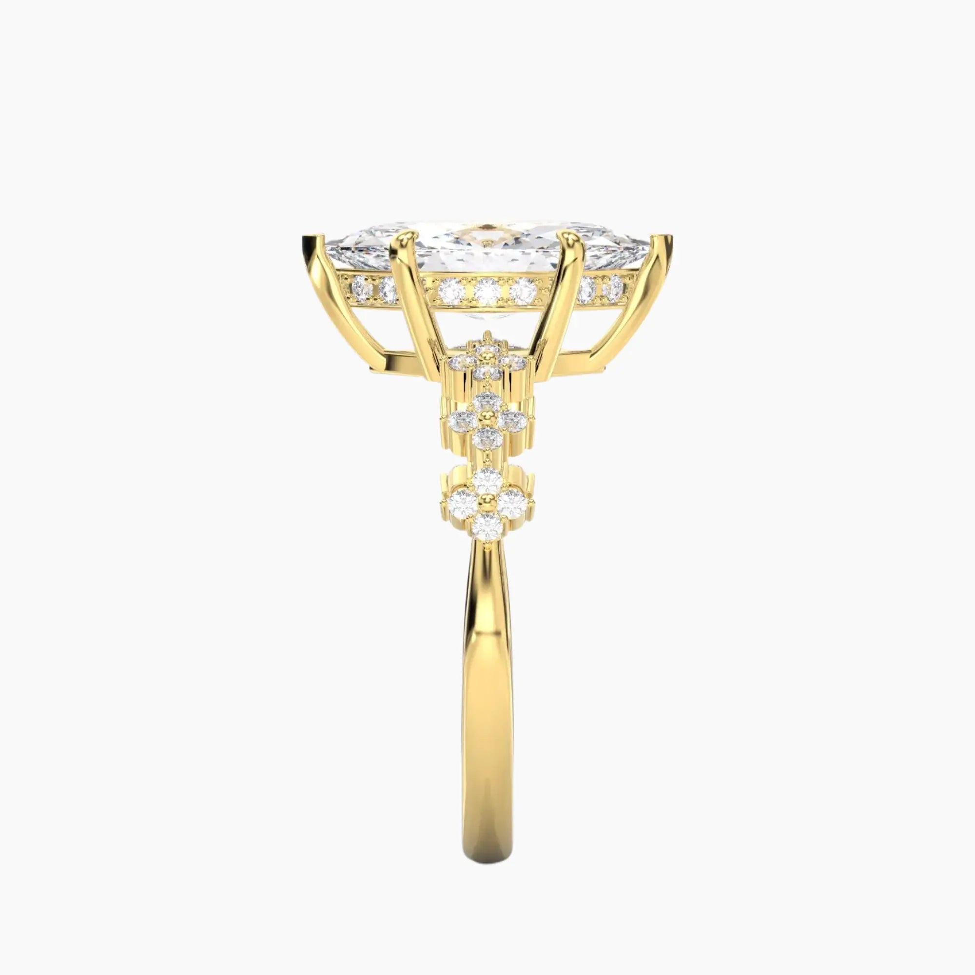 Starveil Marquise Unique 2 Carat Lab Grown Diamond Engagement Ring in 18K Yellow Gold