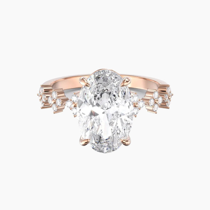 Starveil Oval Unique 1 Carat Lab Grown Diamond Engagement Ring in 18K Rose Gold