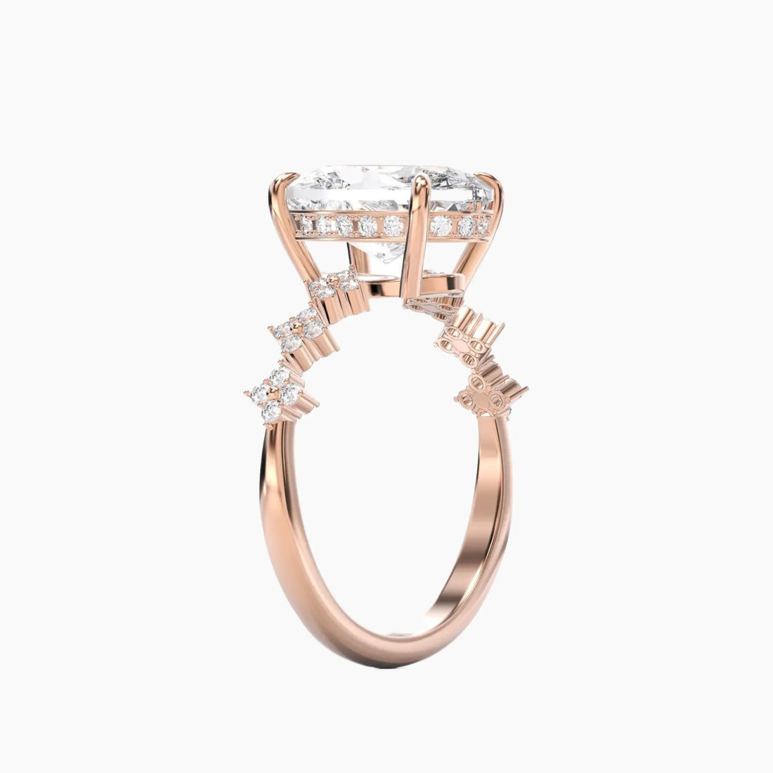 Starveil Oval Unique 2 Carat Lab Grown Diamond Engagement Ring in 18K White Gold
