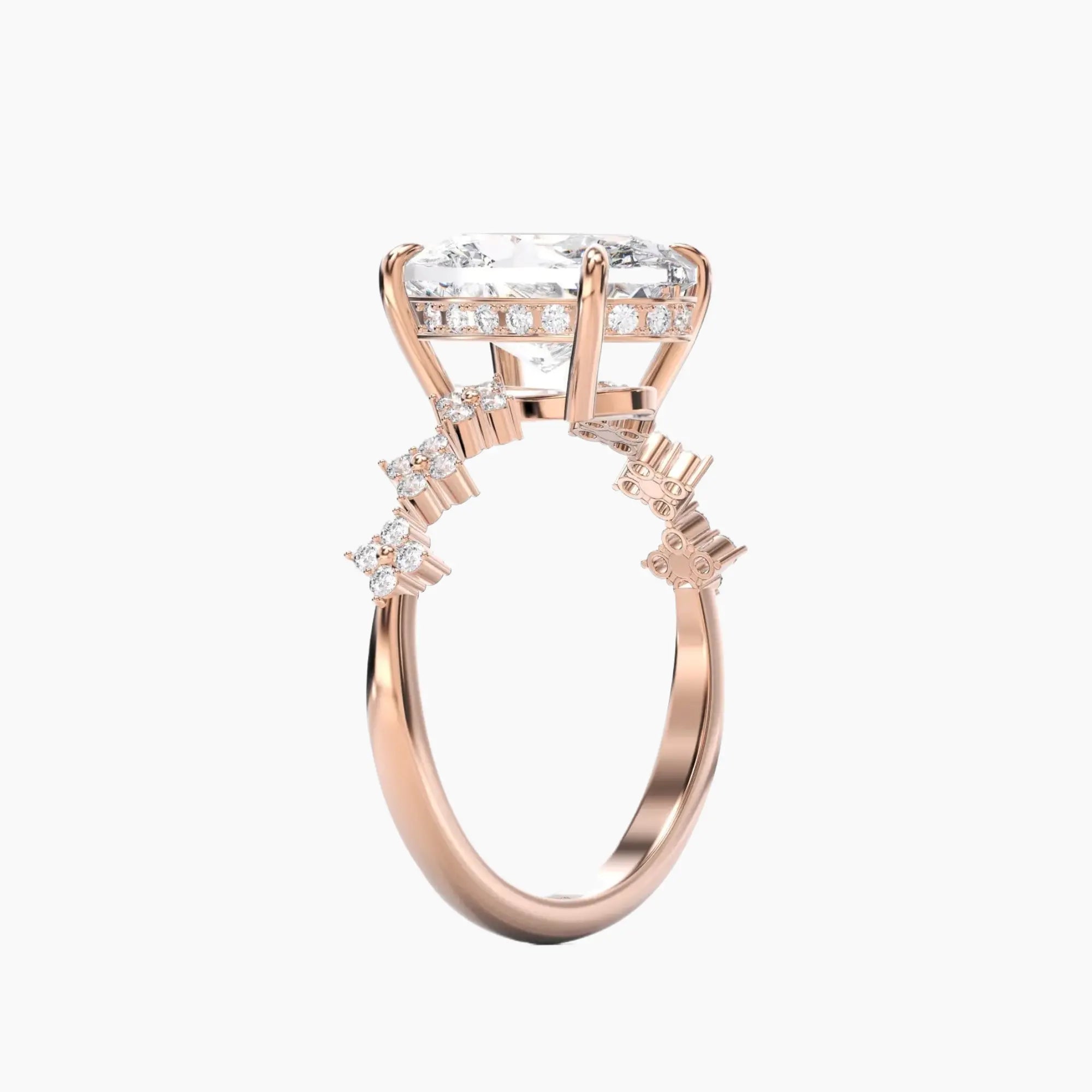 Starveil Oval Unique 1 Carat Lab Grown Diamond Engagement Ring in 18K Rose Gold