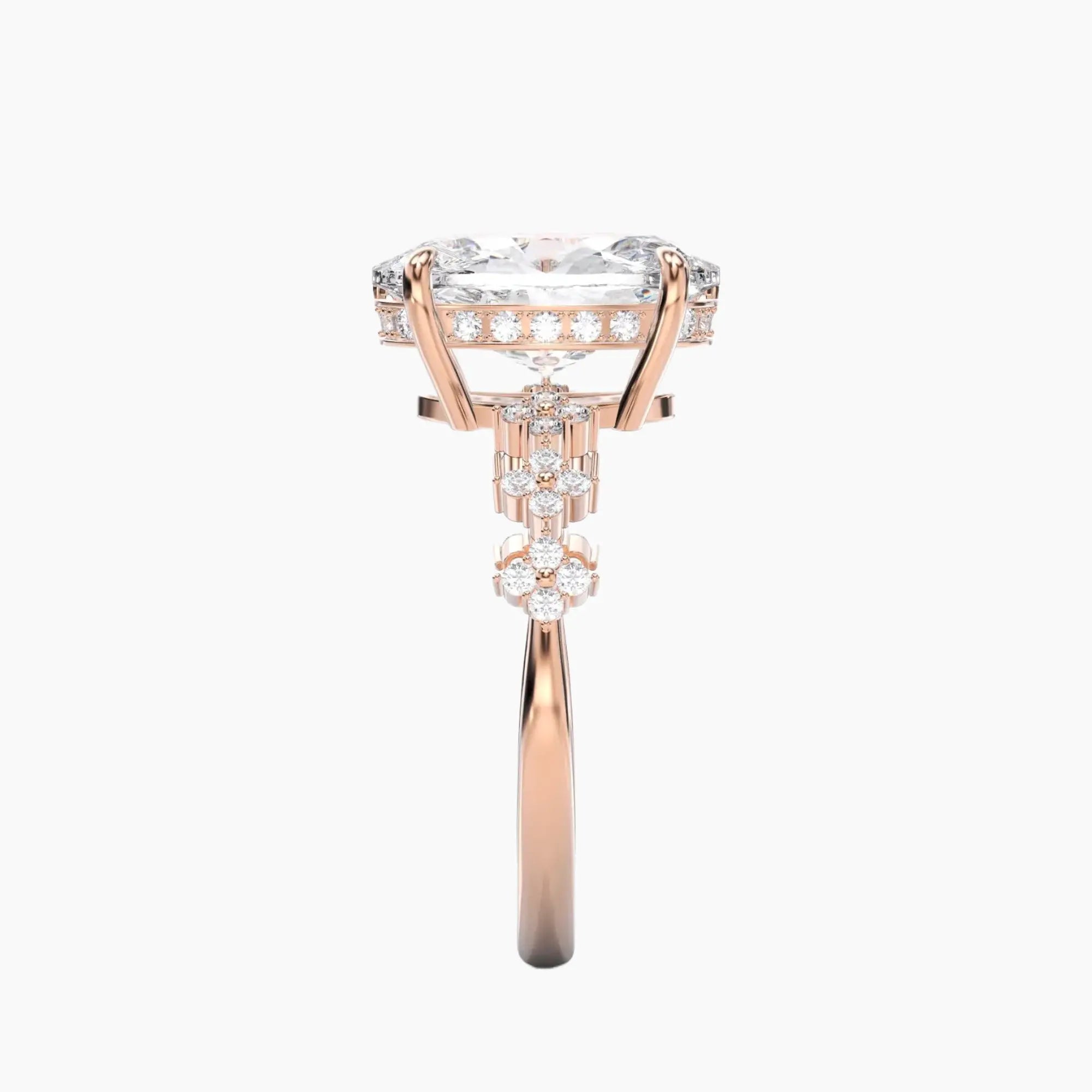 Starveil Oval Unique Diamond Ring Setting in 14K Yellow Gold