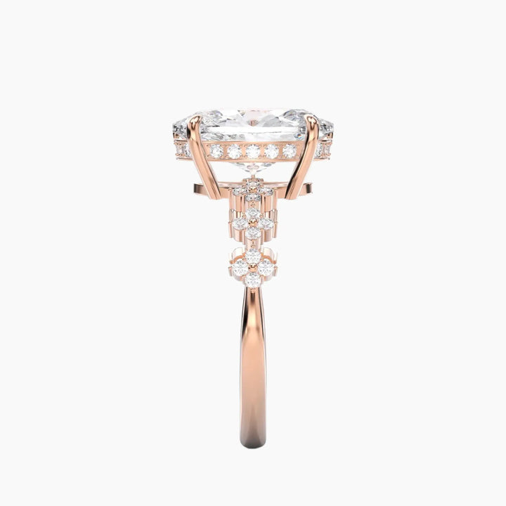 Starveil Oval Unique 3 Carat Lab Grown Diamond Engagement Ring in 18K Yellow Gold
