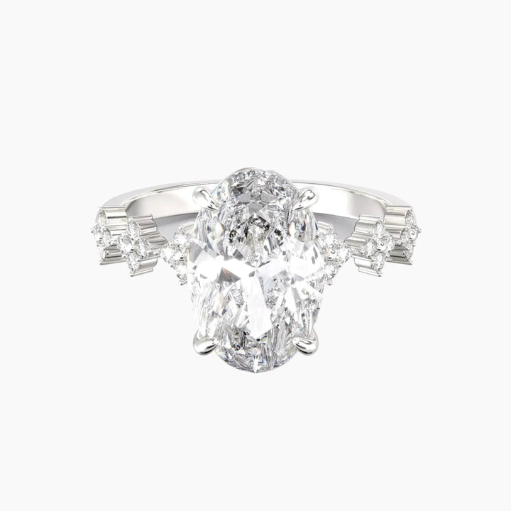 Starveil Oval Unique 2 Carat Lab Grown Diamond Engagement Ring in 14K White Gold
