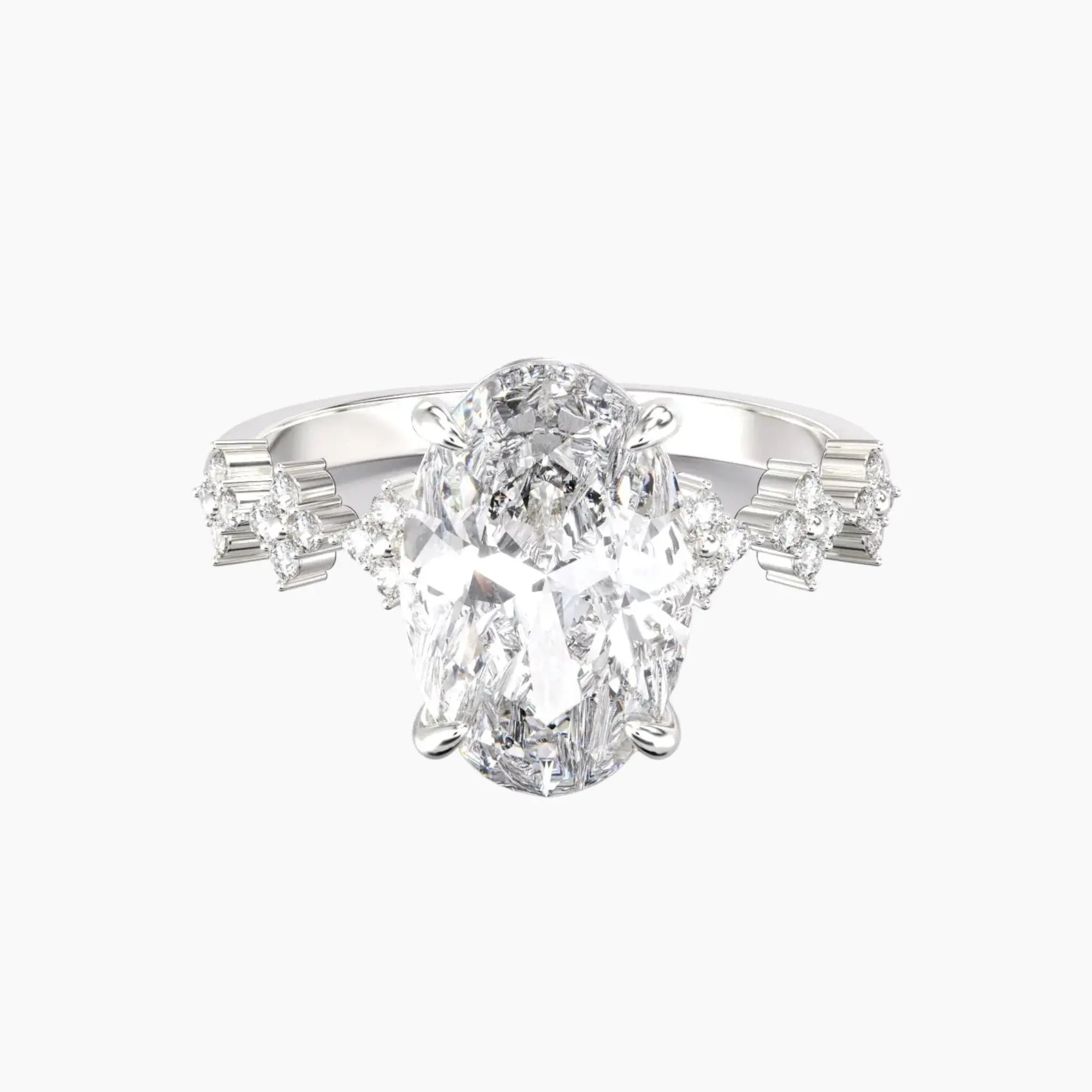 Starveil Oval Unique Diamond Ring Setting in 18K Yellow Gold