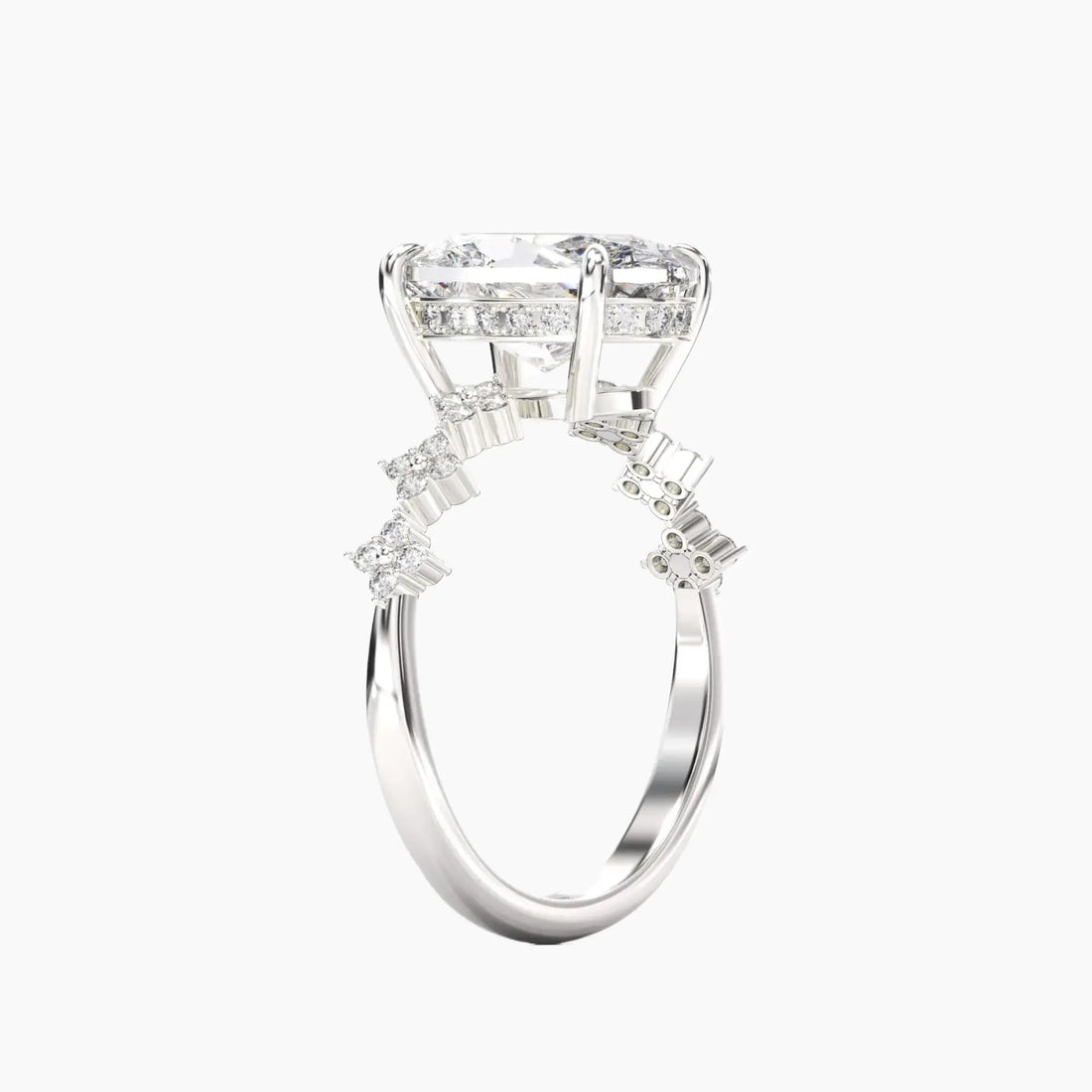 Starveil Oval Unique Diamond Ring Setting in 14K White Gold