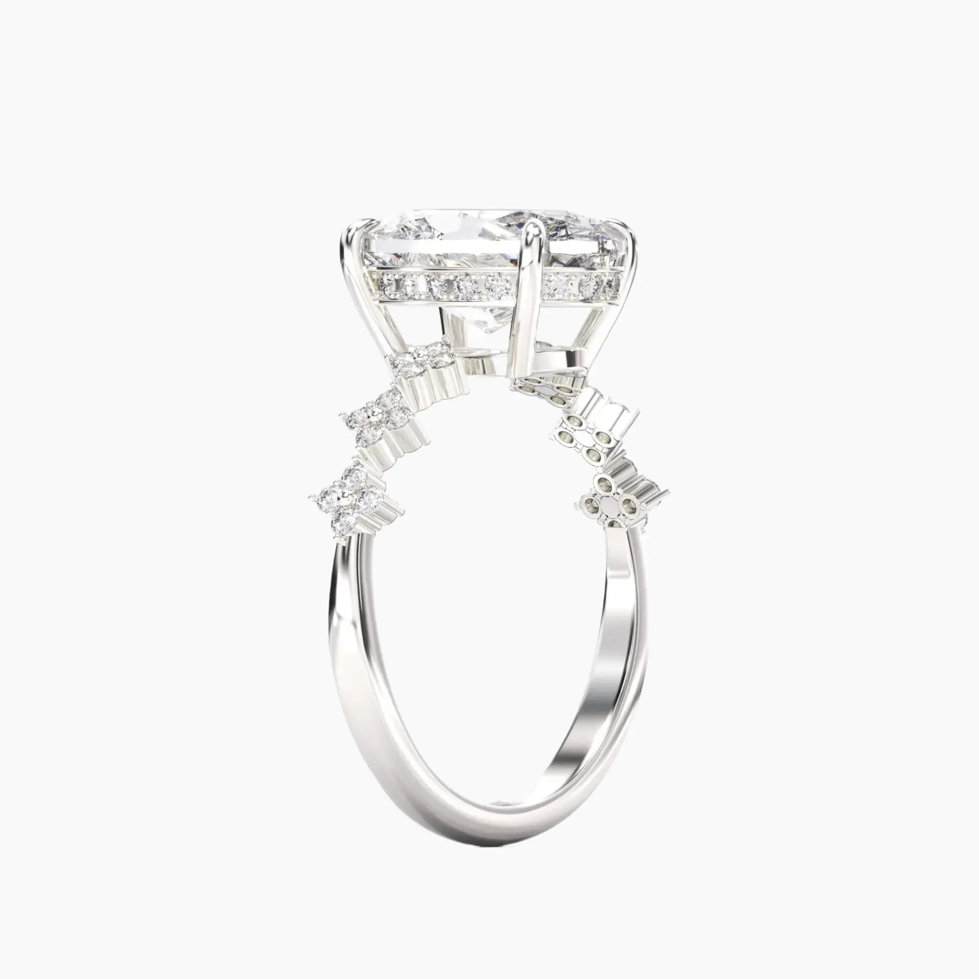 Starveil Oval Unique 2 Carat Lab Grown Diamond Engagement Ring in 14K Rose Gold
