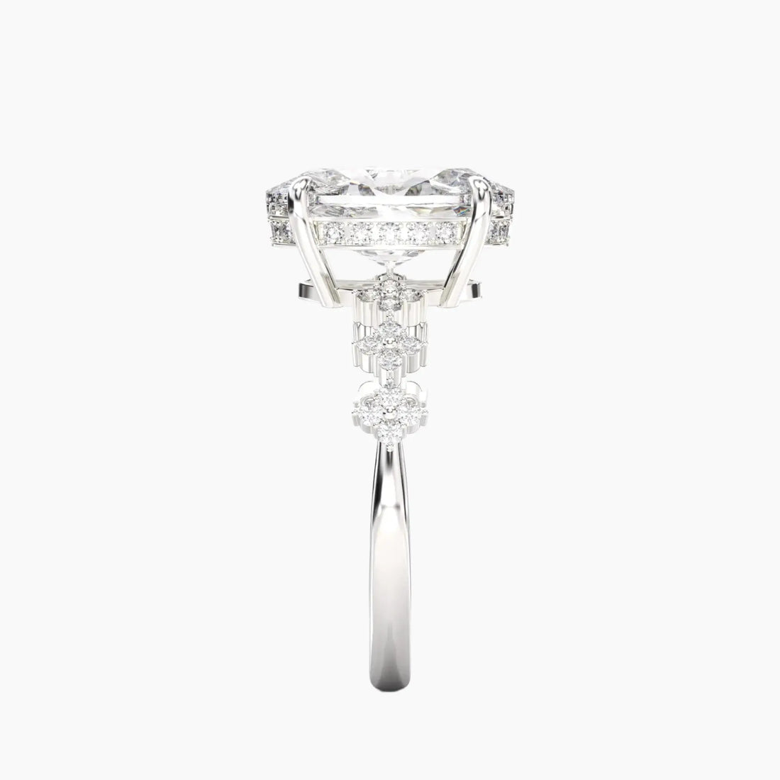 Starveil Oval Unique 1.5 Carat Lab Grown Diamond Engagement Ring in 14K White Gold