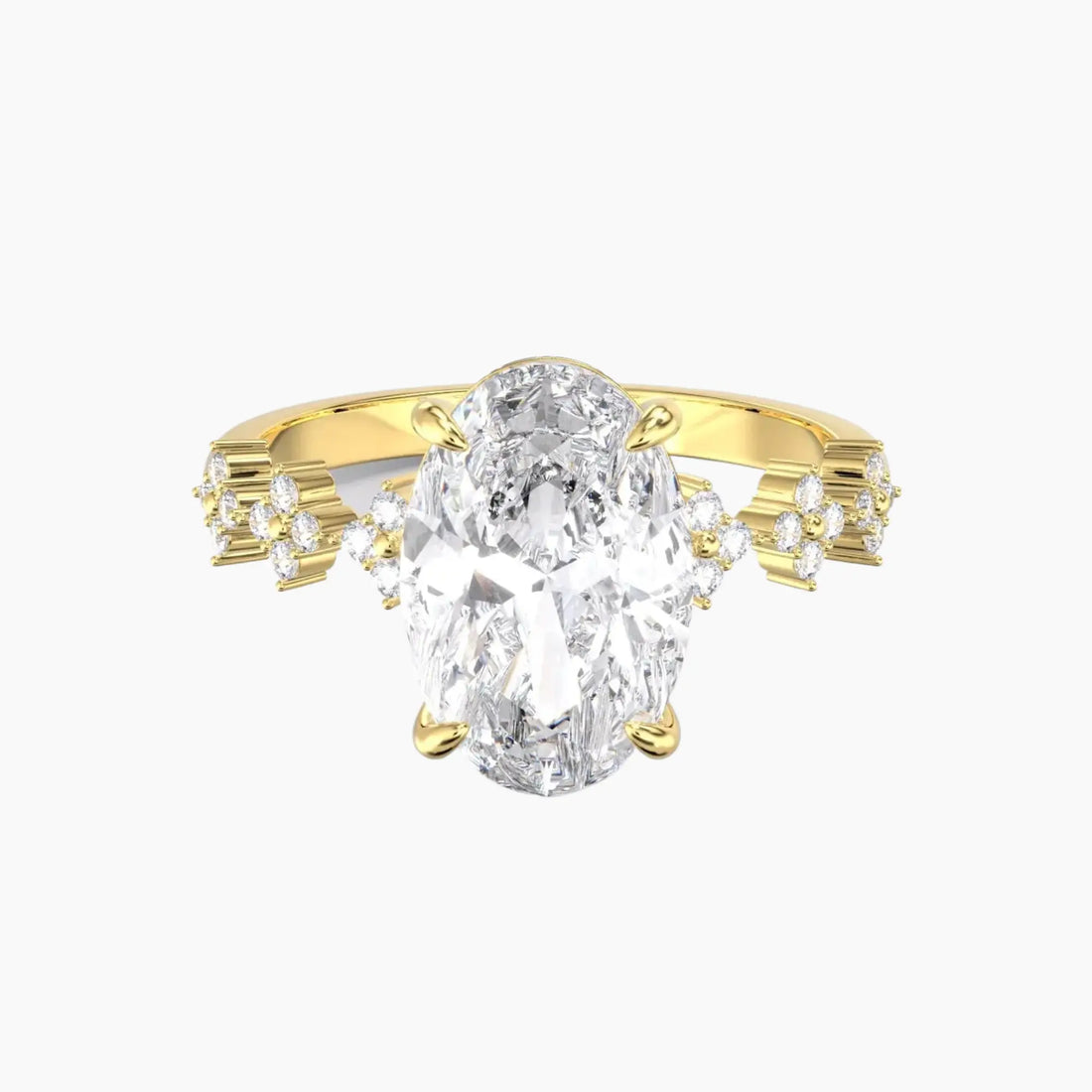 Starveil Oval Unique Diamond Ring Setting in 18K White Gold