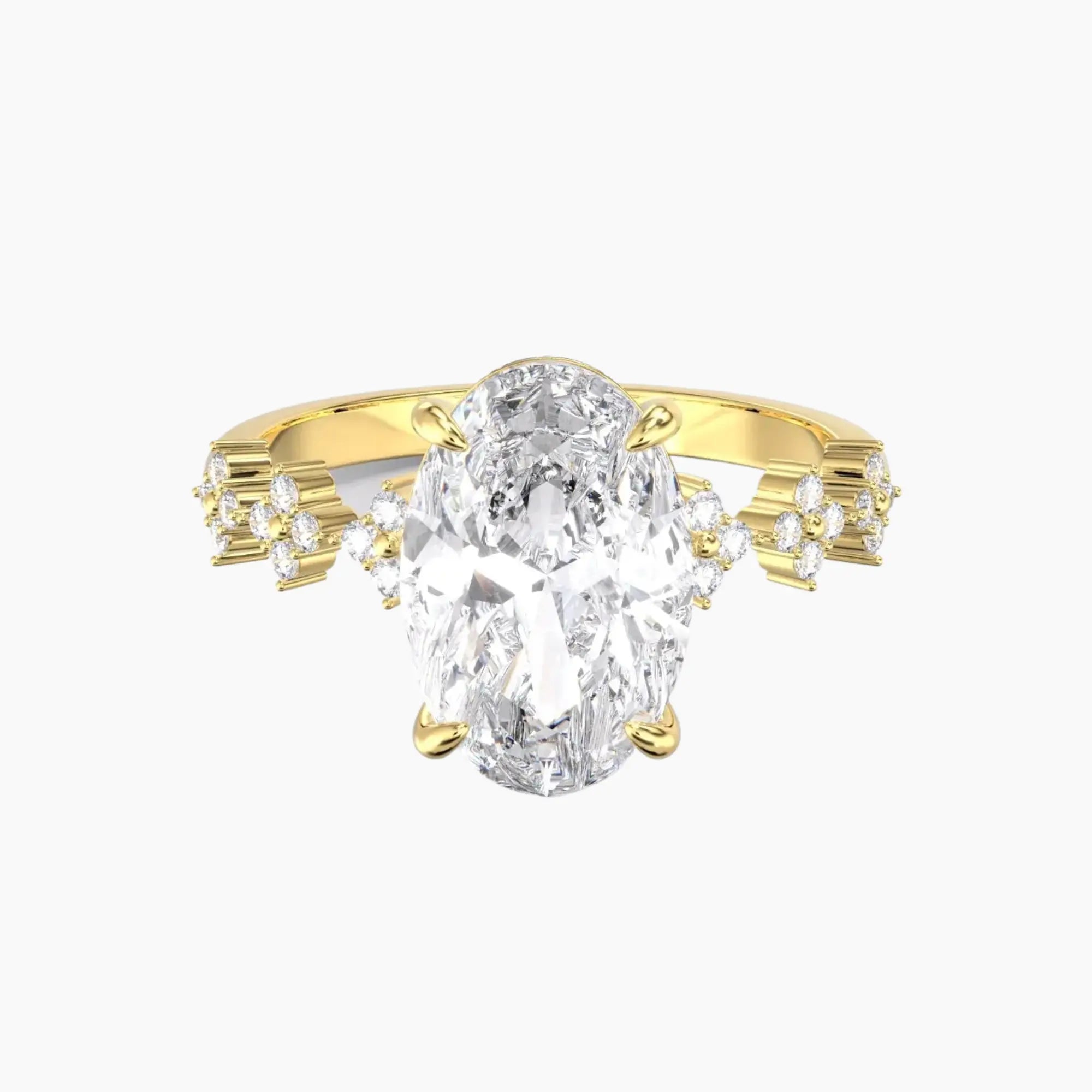 Starveil Oval Unique Diamond Ring Setting in 18K Yellow Gold