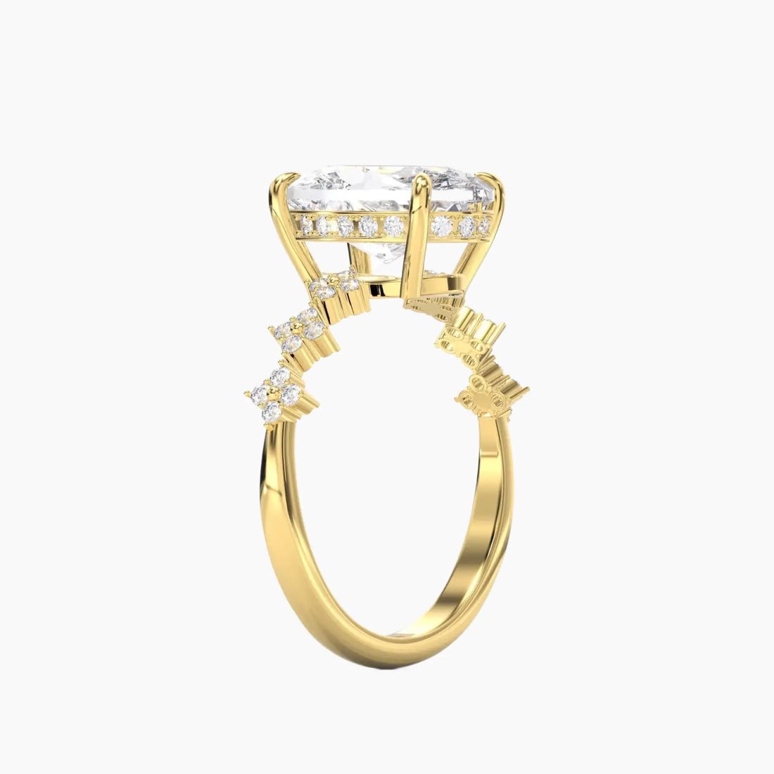 Starveil Oval Unique Diamond Ring Setting in 14K Yellow Gold