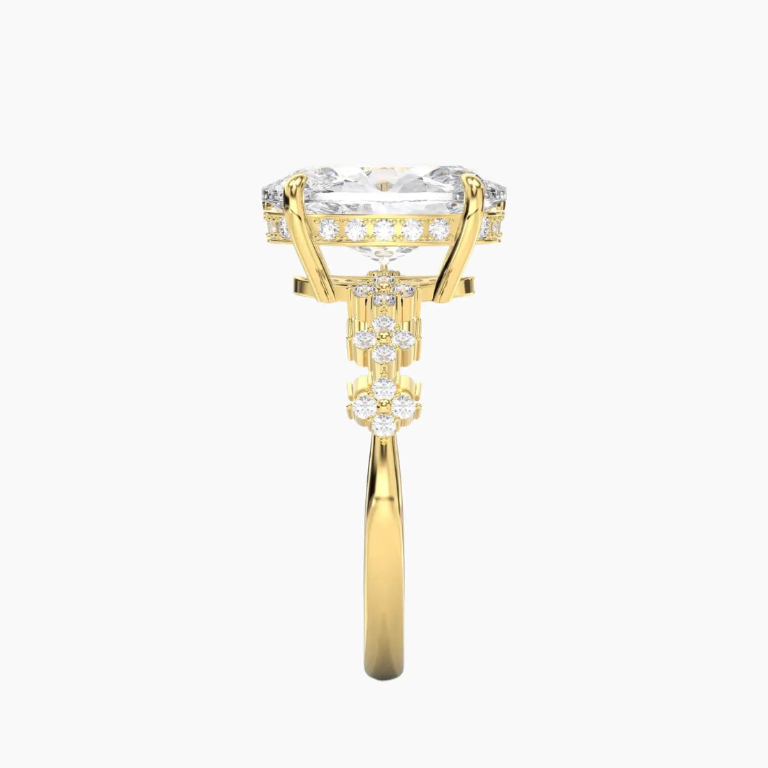 Starveil Oval Unique 2.5 Carat Lab Grown Diamond Engagement Ring in 18K White Gold