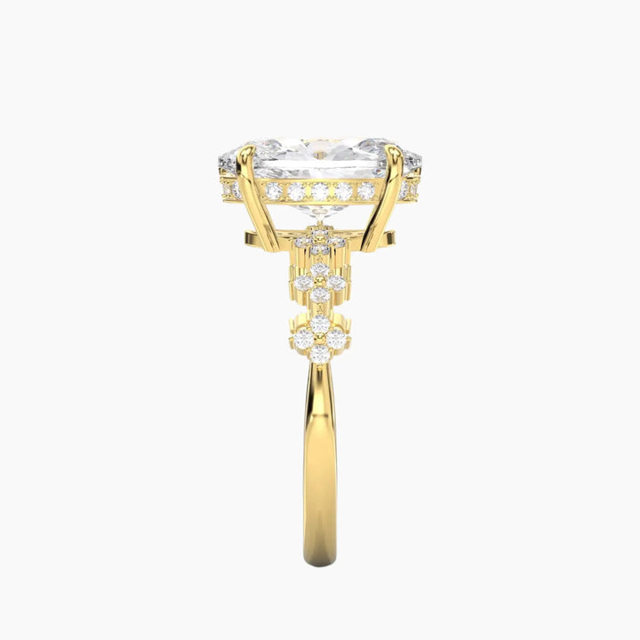 Starveil Oval Unique 3 Carat Lab Grown Diamond Engagement Ring in 14K Rose Gold