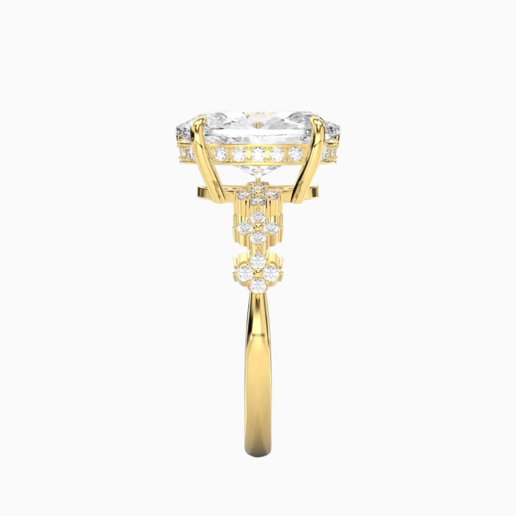 Starveil Oval Unique 2.5 Carat Lab Grown Diamond Engagement Ring in 18K Rose Gold