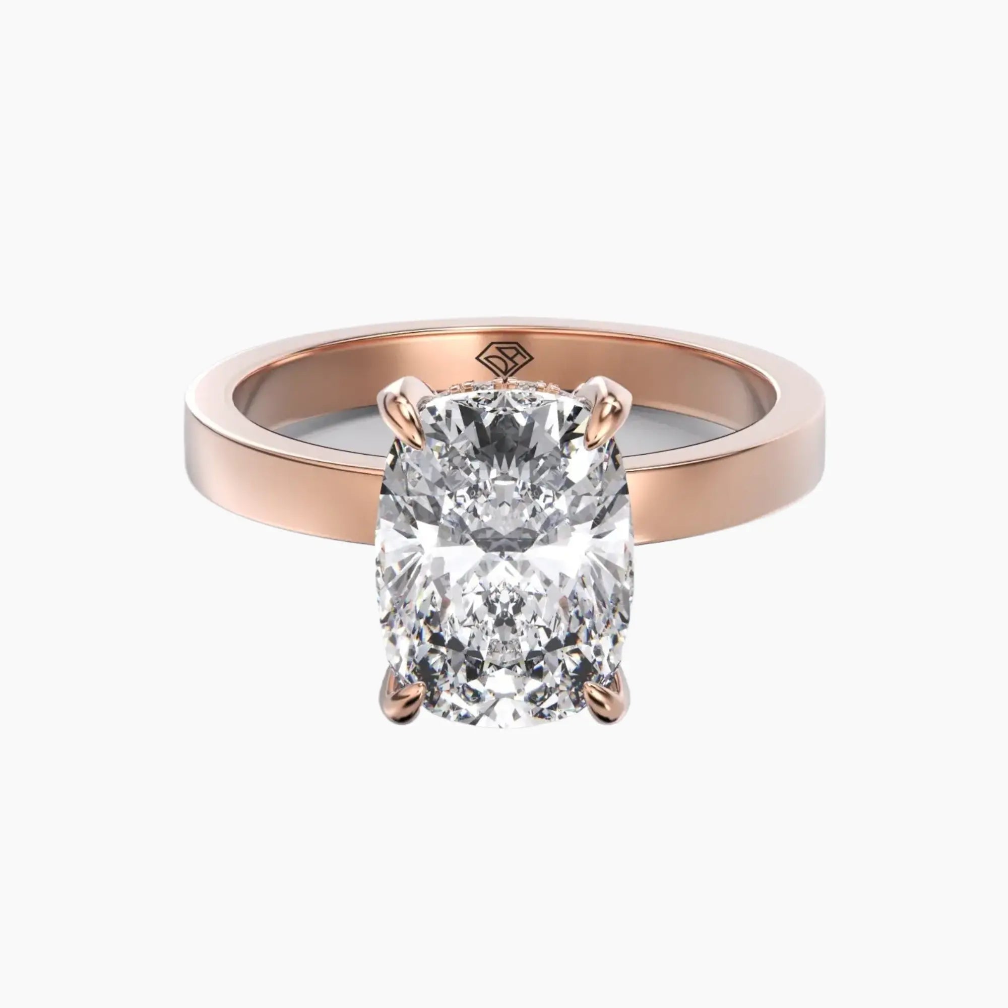 Marble Cushion Hidden Halo 2 Carat Lab Grown Diamond Engagement Ring in 14K White Gold