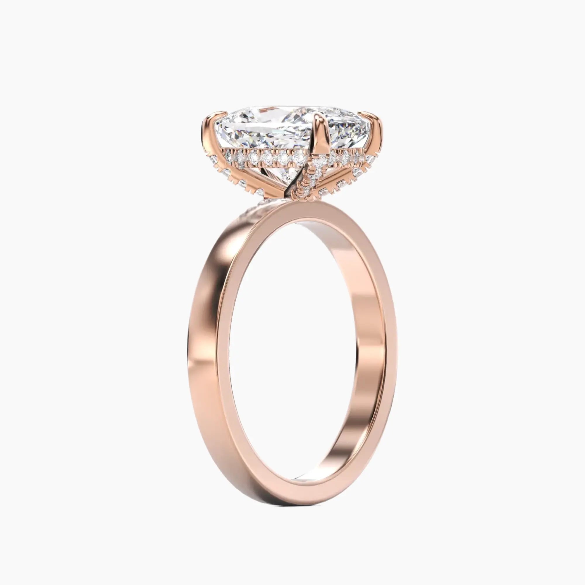 Marble Cushion Hidden Halo 2.5 Carat Lab Grown Diamond Engagement Ring in 18K White Gold