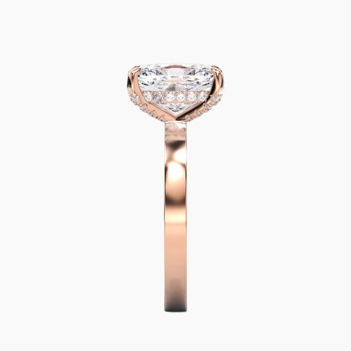 Marble Cushion Hidden Halo 2 Carat Lab Grown Diamond Engagement Ring in 18K White Gold