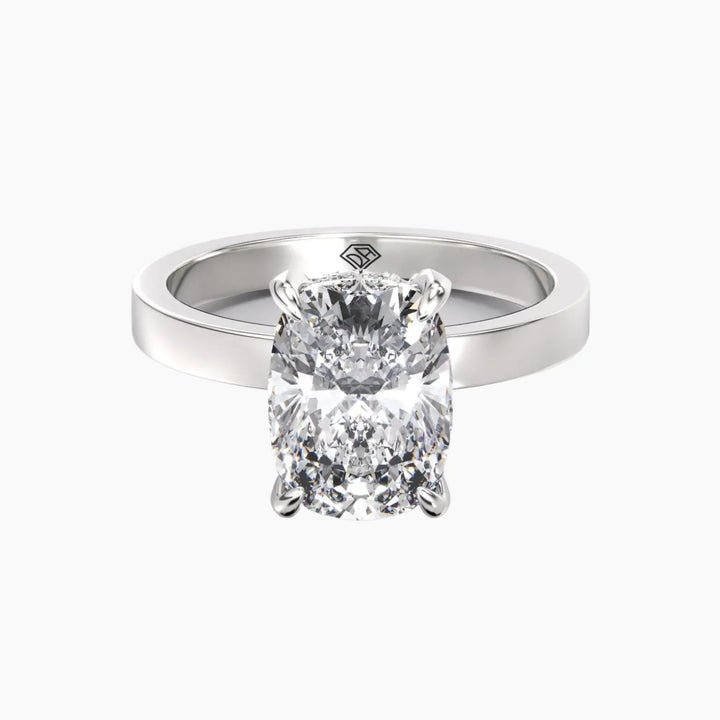 Marble Cushion Hidden Halo 1.5 Carat Lab Grown Diamond Engagement Ring in 14K White Gold