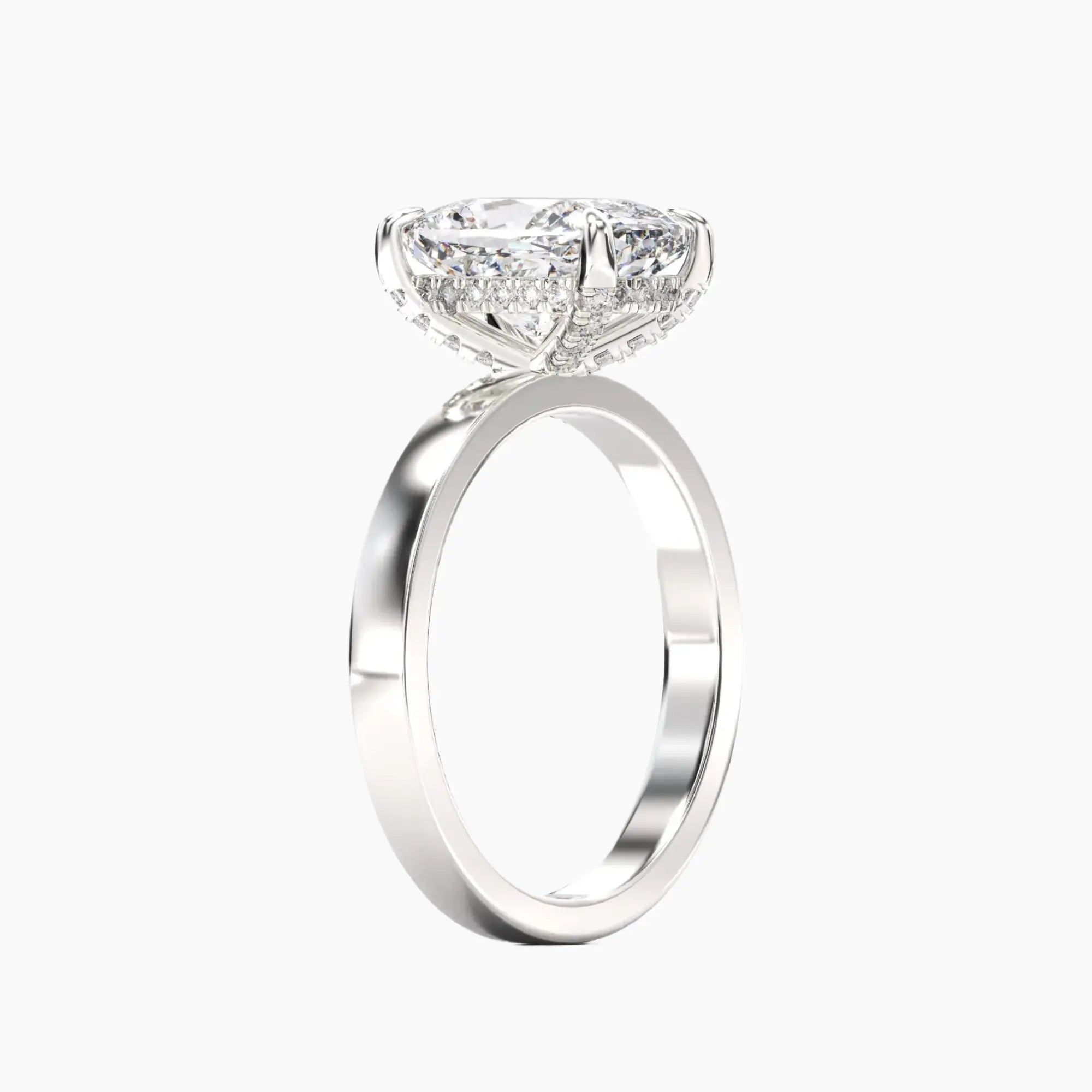 Marble Cushion Hidden Halo 2 Carat Lab Grown Diamond Engagement Ring in 14K Rose Gold