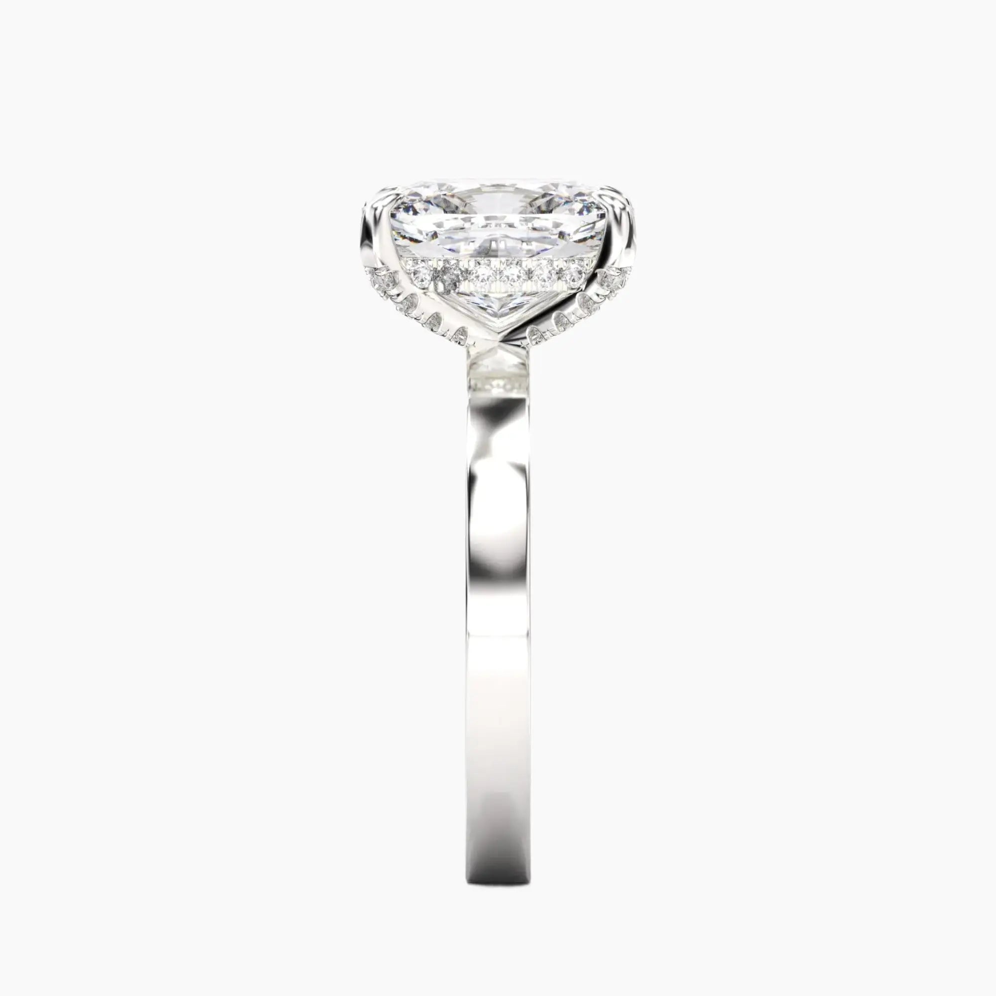 Marble Cushion Hidden Halo 2 Carat Lab Grown Diamond Engagement Ring in 14K Yellow Gold